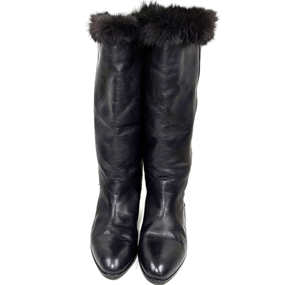 Charles Jourdan Winter Boots Fur Trim Black 6.5 - Picture 4 of 5